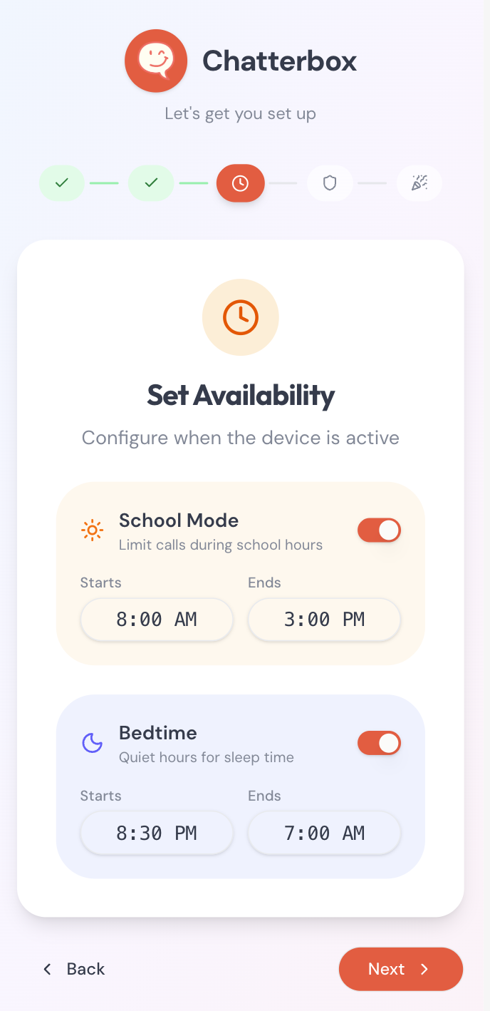 Setting quiet hours and school mode on the Chatterbox kids phone