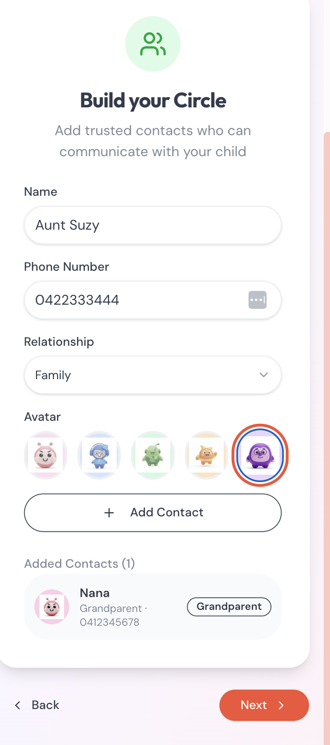 Adding approved contacts to the Chatterbox parental control phone app