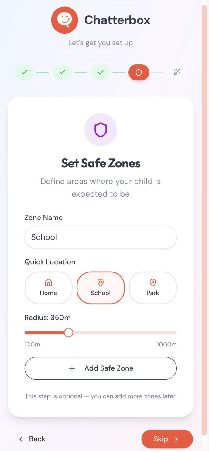Configuring GPS safe zones and geofencing on the Chatterbox Go kids phone